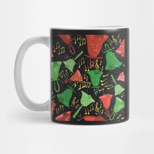 Snowing White Christmas Colorful Handbells And Notes With Snow Holiday Pattern Mug